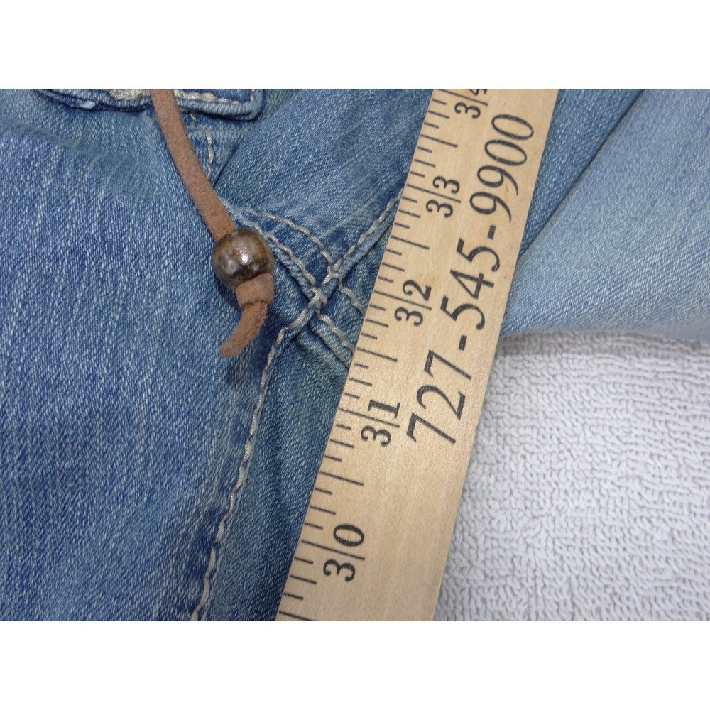 VTG Mudd Womens Flare Jeans Light Wash Lace Up Front Braided Pockets Size 11 - Picture 6 of 8